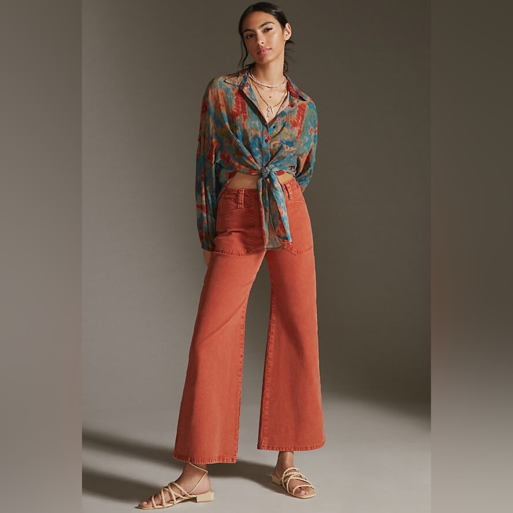 RARE Pilcro Carpenter Wide Leg Pants Orange NWT 26